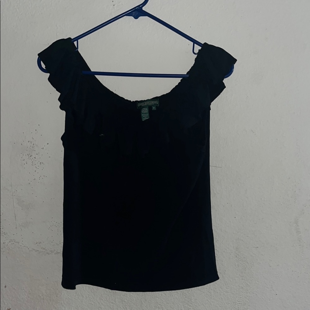 Chic Black Ruffle Tank Top